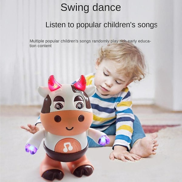 Baby Cow Musical Legetøj,dansende Walking Cow Toy, Baby Walking Legetøj med musik og led lys Pædagogisk