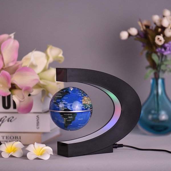 3 Tommer Magnetisk Levitation Flydende Globe Verdenskort Globus Med C Form Base Led Lys Til Undervisning Hjemmekontor Skrivebordsdekoration
