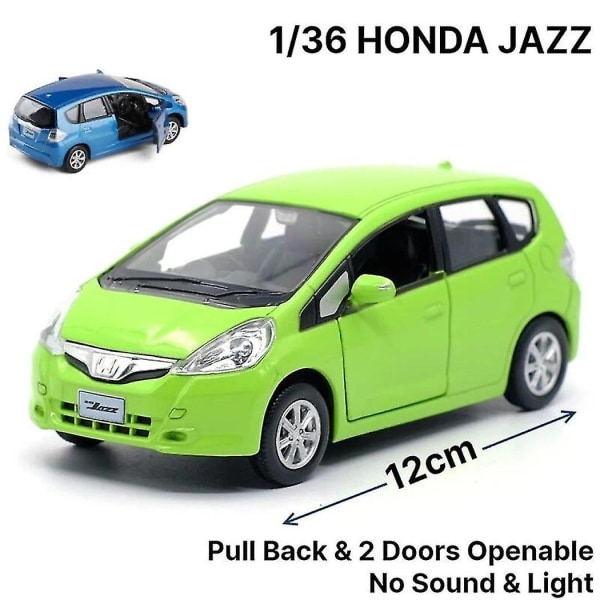 1/32 Honda Fit Jazz Sport Lekebil Diecast Miniatyrmodell Suv Pull Back Dører Åpnes Lyd & Lys Samling Gave Til Gutt Barn HONDA JAZZ Green