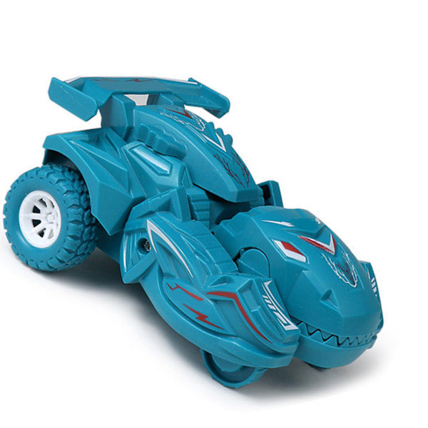 Dinosaurie Transformerande Bil Realistisk Deformation Inertial Scooter Småbarn Barn Leksak Cyan