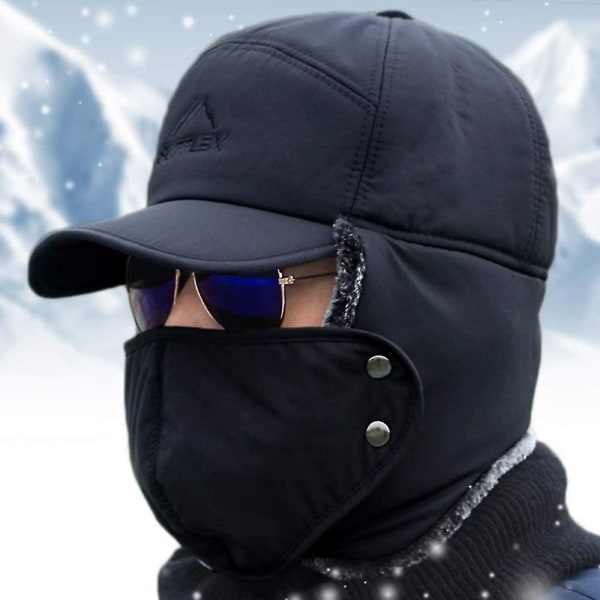 Mænds vinterflyverhat med øreklapper - vindtæt og varm baseballkasket til snowboarding og