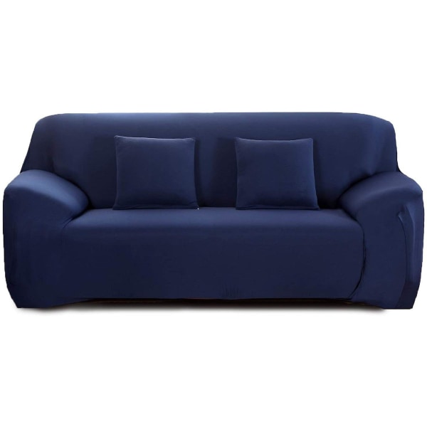 Elastisk sofabetræk 2-personers sofabetræk Sofabetræk, sofabetræk Monteret sofabetræk med armlæn, marineblå