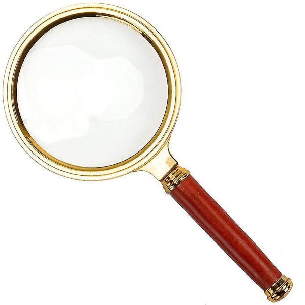 2 stk. Lupe i mahogny med håndtak - 10x forstørrelsesglass  Hs