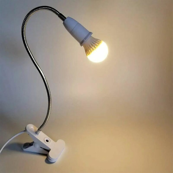 E27 Klemmelampe med Svanehals og Afbryder, Bordlampe, Skrivebordslampe, Lampekrop