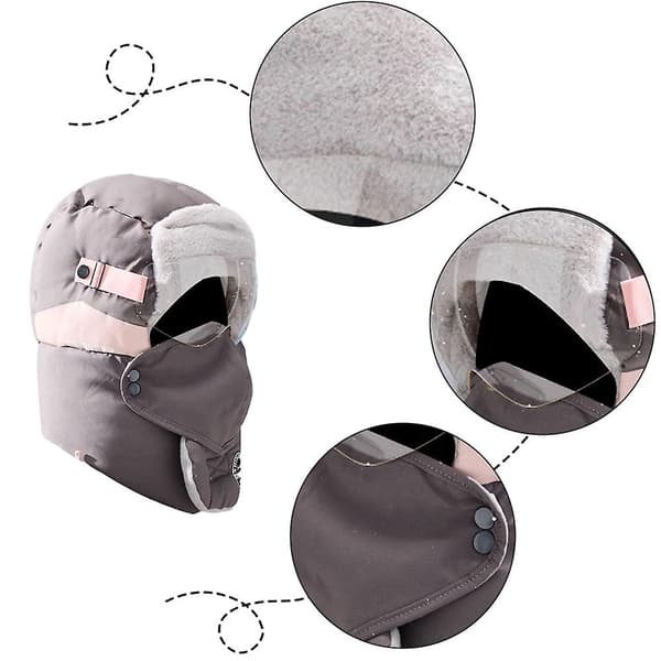 Vinter Vinter Utomhus Ridning Varm Och Kall Tät Bomullsmössa Vinter Vindtät Mössa Öronskydd Dark grey