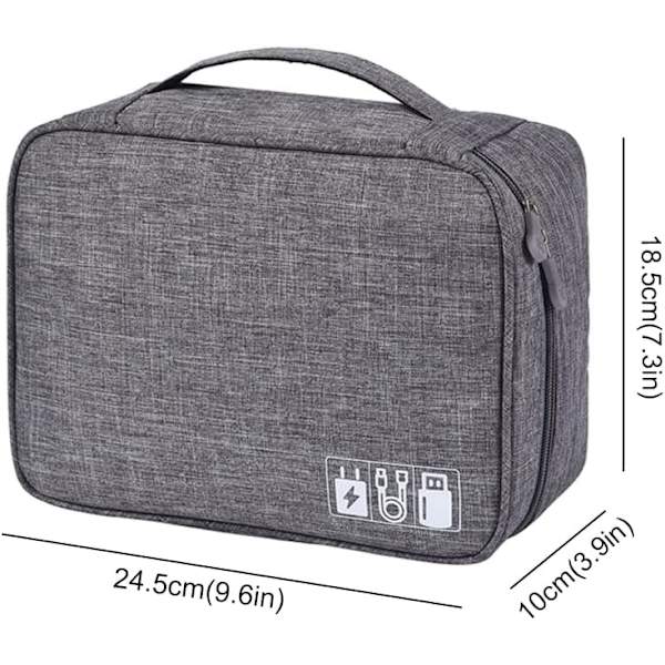 Reisearrangørveske, Elektronikktilbehørsarrangørveske, Universal bærbar reisegadgetveske for kabler, Powerbank, USB-stasjon, lader harddisk Gray
