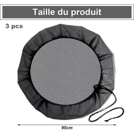 Sæt med 3 regnvandstanknet, justerbart låg, beskyttelse mod myggelarver, med elastikbånd, regnvandstankbeskyttelsesnet, isolerer døde blade (95 cm)