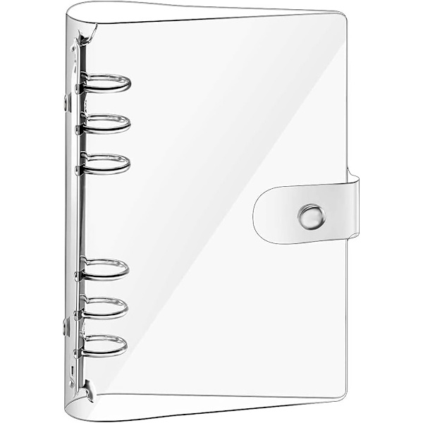 Ringbind Cover Klar Blød PVC 6 Huller Ringbind, Vandtæt Løs Blad Notebook Mappe med Gennemsigtig Lineal, Notebook Cover Case Genopfyldelig A5