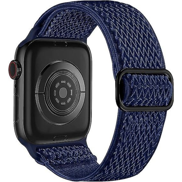 Elastiske bånd som er kompatible med Apple Watch-bånd, stretchy Solo Loop Myk nylonrem Erstatningsbånd for kvinner Menn/midnattblå/størrelse: 49mm