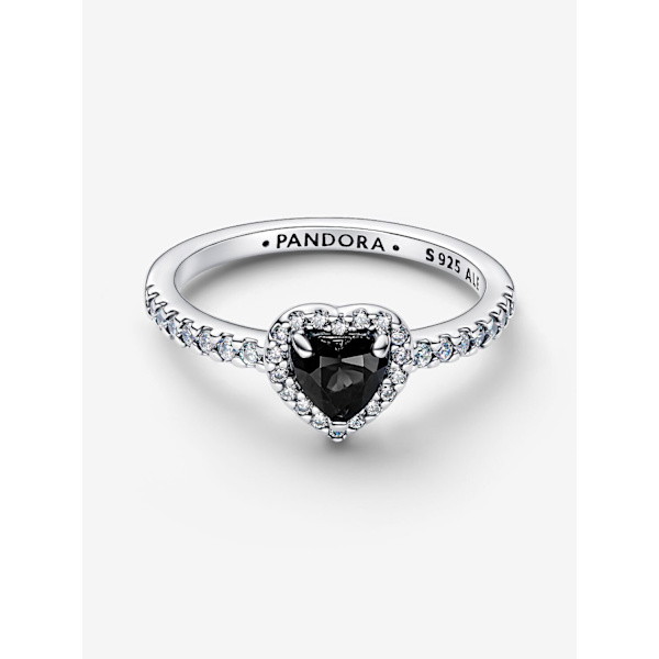 Pandora - Elevated Black Heart Ring - Sterlingsilver Circumference: 60mm