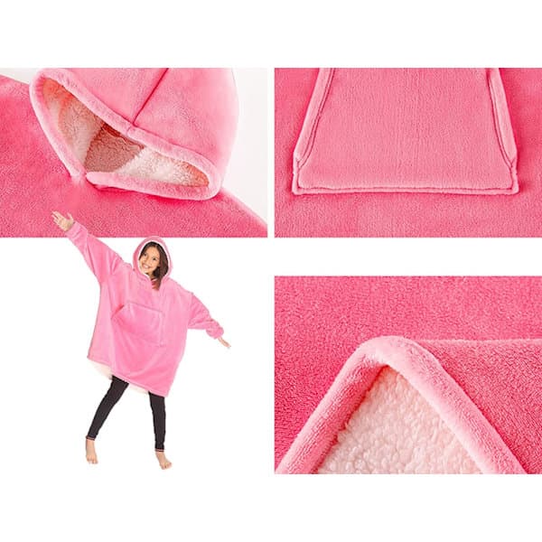 Oversized hettegenser med hette - Filtrosa pink