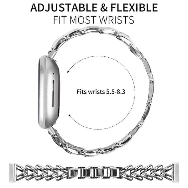 Klokkerem i sinklegering for Fitbit Versa 4/Sense 2 vridd metall erstatningsrem sølv Silver