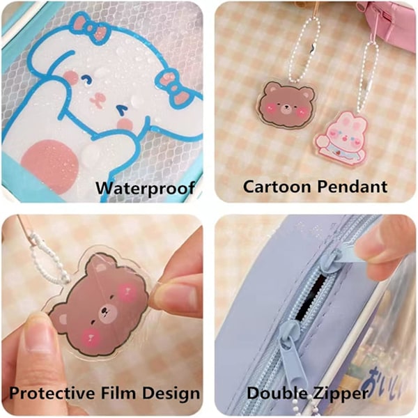 Kawaii kynäkotelo - Söpö kynäkotelo estetiikkaa tytöille, suuri kapasiteetti kynäkotelo kestävä laukku, koulu tarvikkeet teini-ikäisille, mahtuu yli 60 kynää Blue Sheep