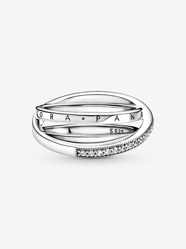 Pandora - Crossover Pavé Trippelbandsring - Sterlingsilver Circumference: 58mm