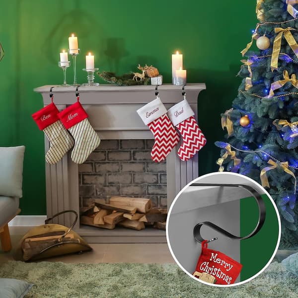 Julegaveholder, sett med 4, peisfeste for mantel (svart)