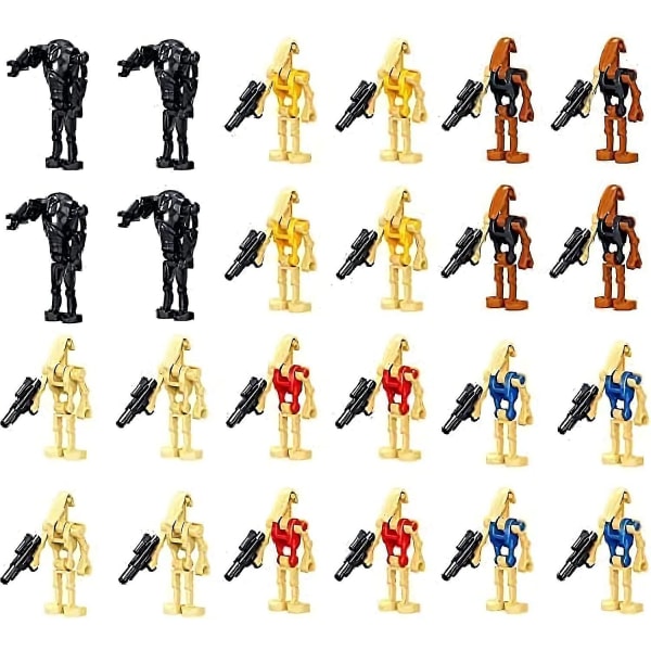 24 stykker Star Wars kampdroider med våbensæt, 6 x 4 droider figurer, byggeklodser actionfigurer legetøj, gaver til børn
