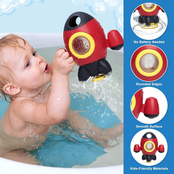 Baby , rymdraketbadkarleksaker för småbarn 18+ månader, roterande vattenspray Baby shower för pojkar Flickor 2 3 4 år gammal