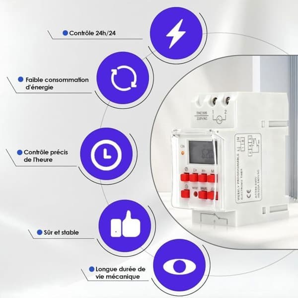 Timer för elektrisk varmvattenberedare, 2-pack tidsbrytare, digital timerbrytare 30A LCD-display timer 1 sekunds timer digital timer