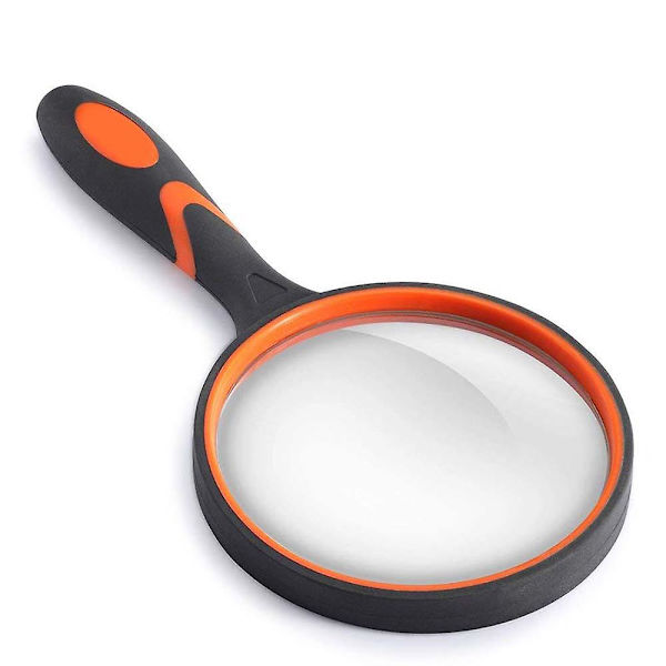 Kädessä pidettävä suurennuslasi, 3x 100 mm suuri linssi liukumattomalla pehmeällä