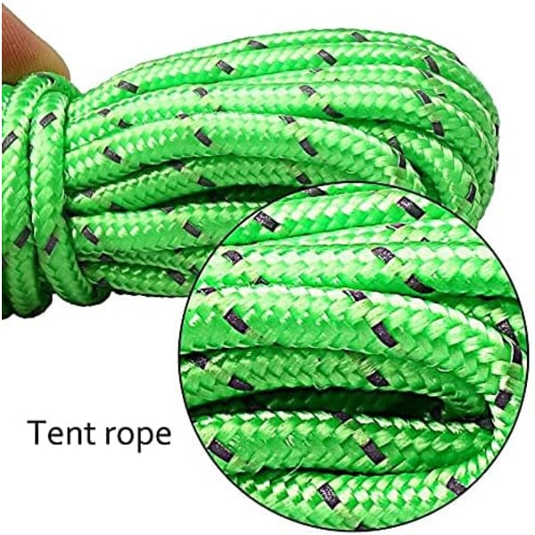 6 st Tält Camping Rep, 4MM Reflekterande Rep Kille Linje 13 Fot/ 4M Lång Kille Rep Vindtät Tält Guide Rep med Aluminium Justerare