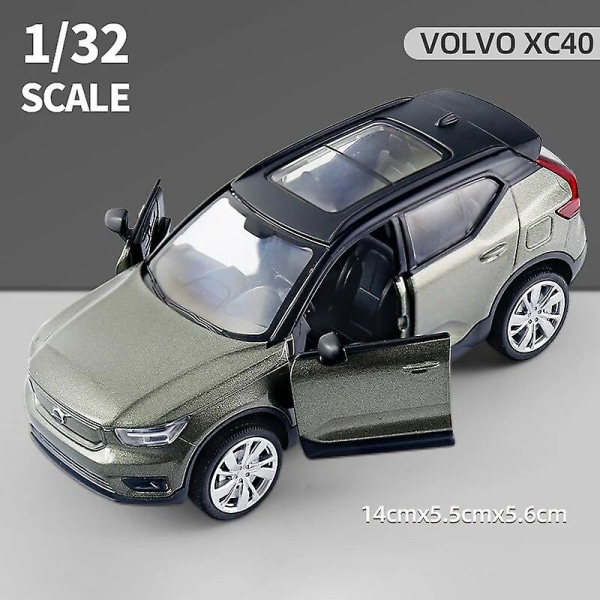 2024 Ny 1:32 legering Volvo Xc40 SUV terränggjuten modell Leksaksbilar Ljud Ljus Ljus Pull Back Bil Fordon Leksaker för barn Green