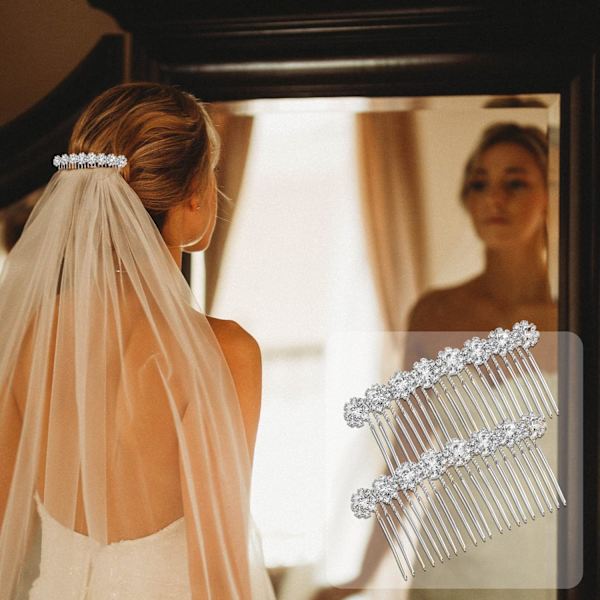 4 stk. Høj kvalitet legering diamant rhinestone blomst hår side kamme bryllup brude smykker hårklemmer til kvinder