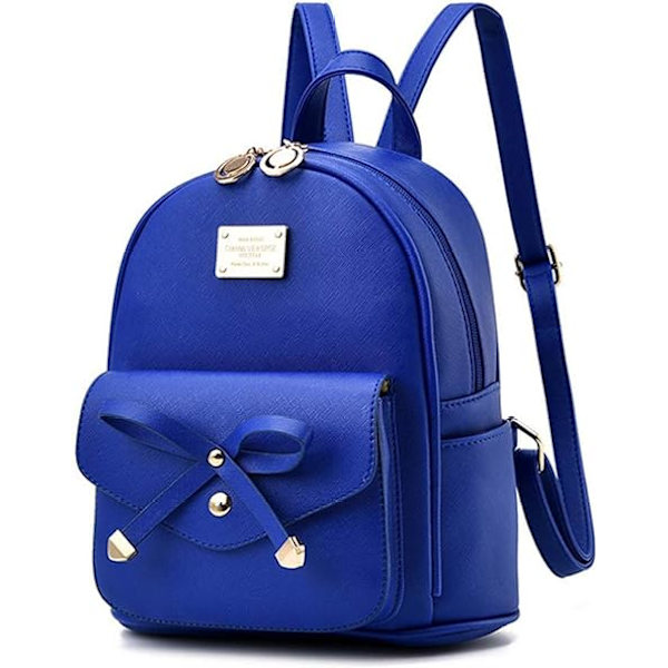 Kvinnor Ryggsäck Mini Ryggsäckar Flickor Rosett PU Läder Ryggsäck Handväska Söta Axelväskor Ryggsäck för Damer Liten Ryggsäck Tonåringar blue