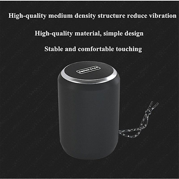 Mini kannettava Booms Bass Bluetooth-kaiutin ulkoilman langaton stereokaiutin Mp3-soitin Black
