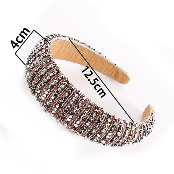 Rhinestone Polstret Hodebånd Krystall Perlet Glitter Hårbånd Bred Kant Hodeplagg Rhinestone Pyntet Hodeplagg Bryllup Hår Tilbehør - Rød silver