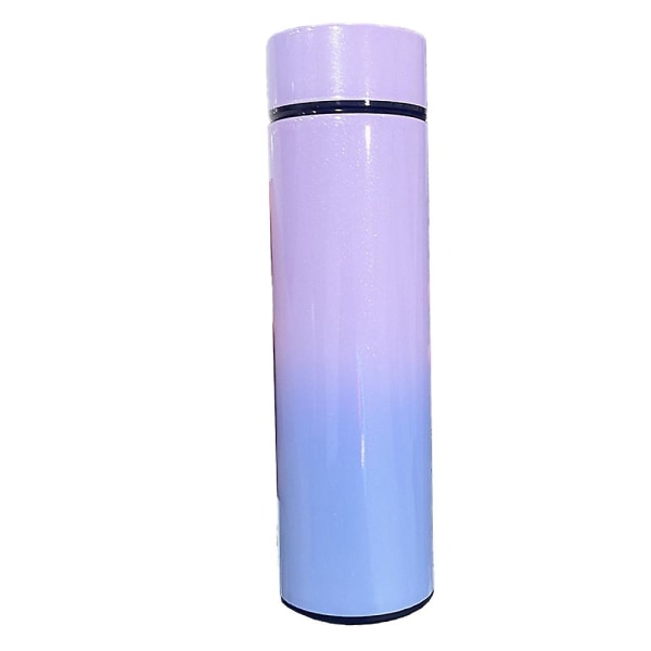 Vannflaske med LED-temperaturdisplay, dobbeltvegget vakuumisolert vannflaske øvre lilla og nedre blå upper purple and lower blue