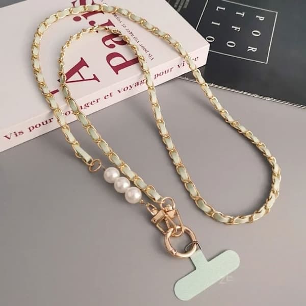 Cross Body Perle Pick Kæde Mobiltelefon Snor SORT sort