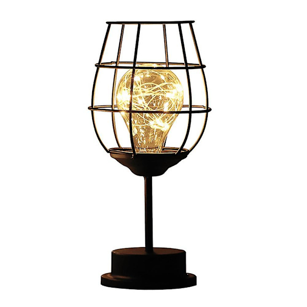Rødvin Form Lampe Led Lampe Vinkop Bordlampe Metal Smedejernslampe Moderne Hjemmedekoration Rødvinglas