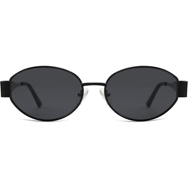 SOJOS Retro Oval Aurinkolasit Yhteensopivat Naisille Ja Miehille Trendikkäät Aurinkolasit Klassiset Sävyt UV400 Suoja SJ1217_SSDLV DB Shiny Black-Grey