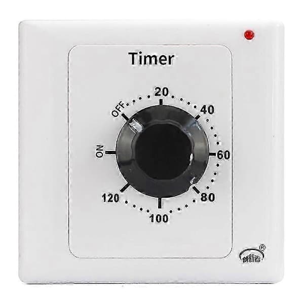 120 minutter tidsbryter, AC 220V 15A intelligent mekanisk nedtellingstimer stikkontakt tidsbryter 86 panel timer kontrollknapp