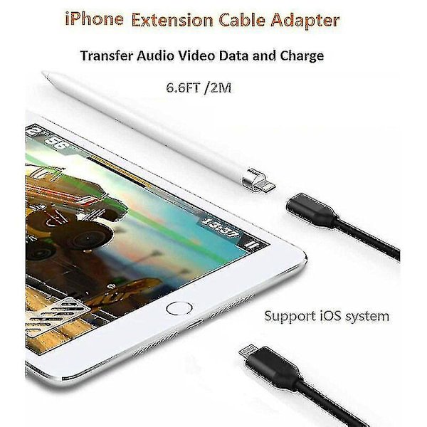 1m Lightning-förlängningskabel för iPhone iPad, iPhone-förlängningskabel Apple Mfi-certifierad hona till hane-kontakt Passera ljudvideo musik dataöverföring