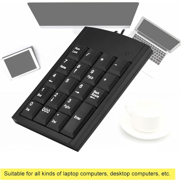 USB numeriskt tangentbord, bärbar mini nummerplatta nummerplatta numeriskt tangentbord för bärbar dator, PC-dator