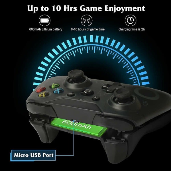 Trådløs kontroller for Xbox One og Microsoft Windows 10 8 Bluetooth Gamepad for Xbox One/ps3/pc - Black