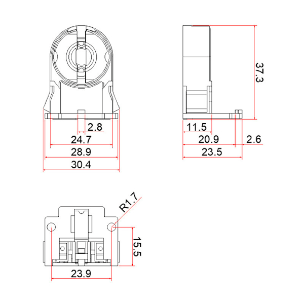 20 stk T8/G13 K28 Fluorescerende Lampeholder Varmebestandig Lampeholder Husholdningslys Rørholder til Hjem Kontor Soveværelse (Hvid)