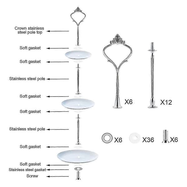 6 Sæt Bakke Hardware Til Kageopsats 3 Lag Kageopsats Beslag Hardware Holder Til Bryllup Og Fest
