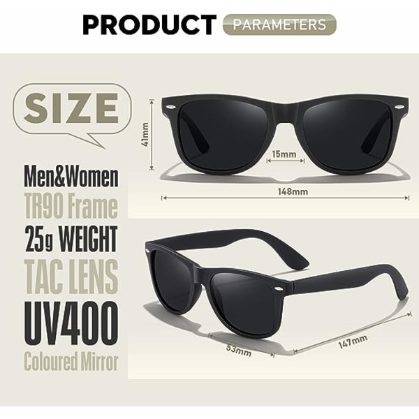 Polariserade-Solglasögon-Her-Dam-UV400-Skydd rektangulära solglasögon Retro  Svarta Solglasögon Unisex Classic 3787 | Fyndiq