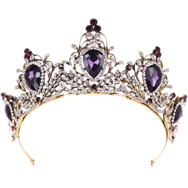 Ylellinen purppura kristallikruunu barokkikruunu strassikivitiara ja kruunu morsiamen kruunupääpanta