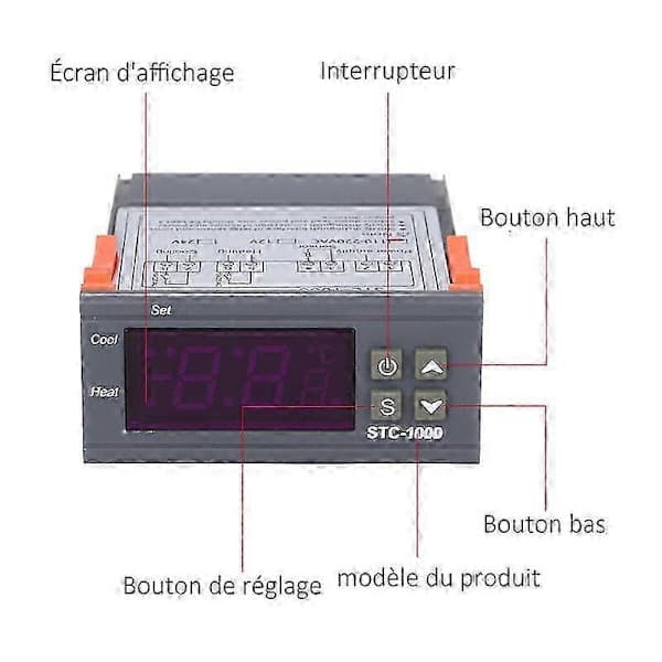 STC-1000 Digital Temperaturregulator, Varme Køle Termostat Centigrade, Med Sensor, 110-220Vac -Sy