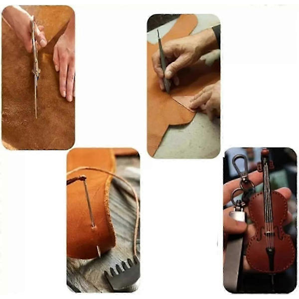 Käsintehty nahkainen viulun ja sellon avaimenperä, musiikkivälineen avaimenperä Dark Brown