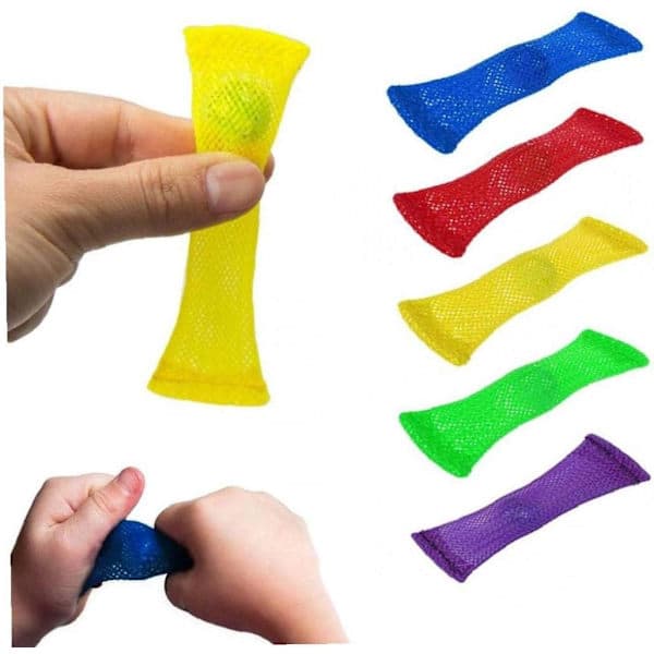 Förpackning med 5 lugnande sensoriska fidgetleksaker, flätad nät tub