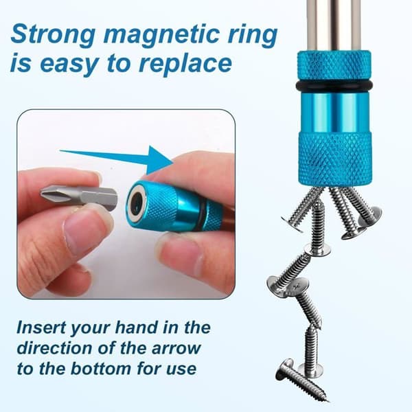 3-delt gipsbitholder sæt, skruetrækkerbitholder, magnetisk bitholder, 1/4\" sekskant, med 3 PH2 bits, skaft