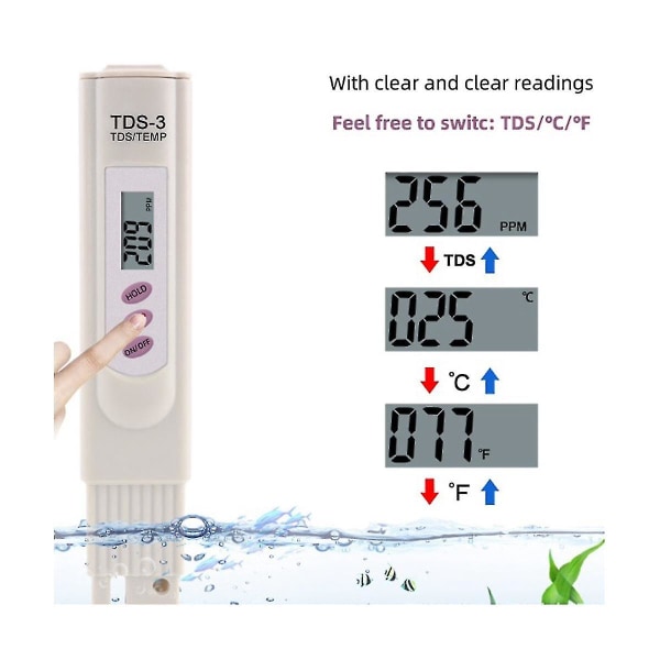 4 kpl Tds-mittari vedenlaadun testaaja suodatinkynä testaa veden laatua juomaveteen / uimaan