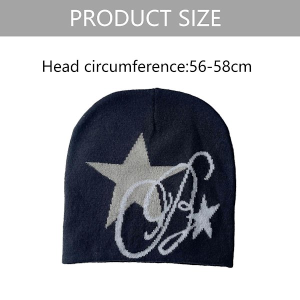 Y2k Hue Beanie Huer Strikket Uld Hue Brev Stjerne Jacquard Hue 2000'erne Sød Mænd Kvinder Unisex Skull Cap Ski Cykling Udendørs style 3