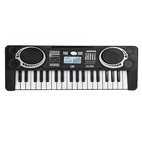 Barnpianoleksak med 37 tangenter, bärbar pianoleksak för barn black