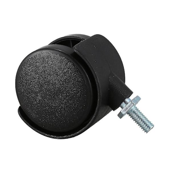 8 kpl 6 mm kierteellä varustettu varsi 40 mm kaksoispyörä pyörivä pyörä musta