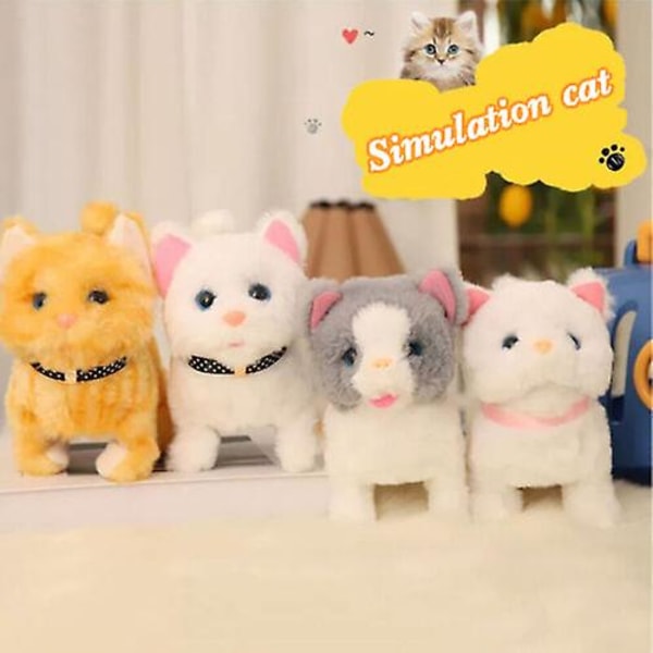 Elektronisk Plushkatt Leksak Gående Mjåv Plushkatt Leksak Fylld Leksak Barnfödelsedagspresent B